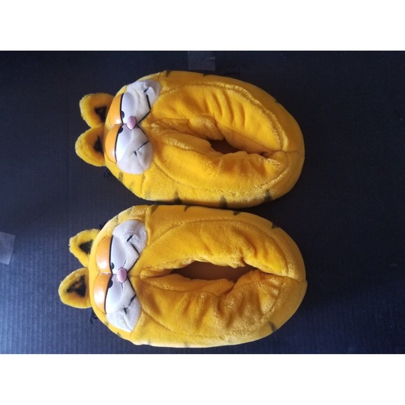 Vintage 80s 1981 Garfield cat comic cartoon house Slippers yellow M 7 8 - Picture 1 of 8